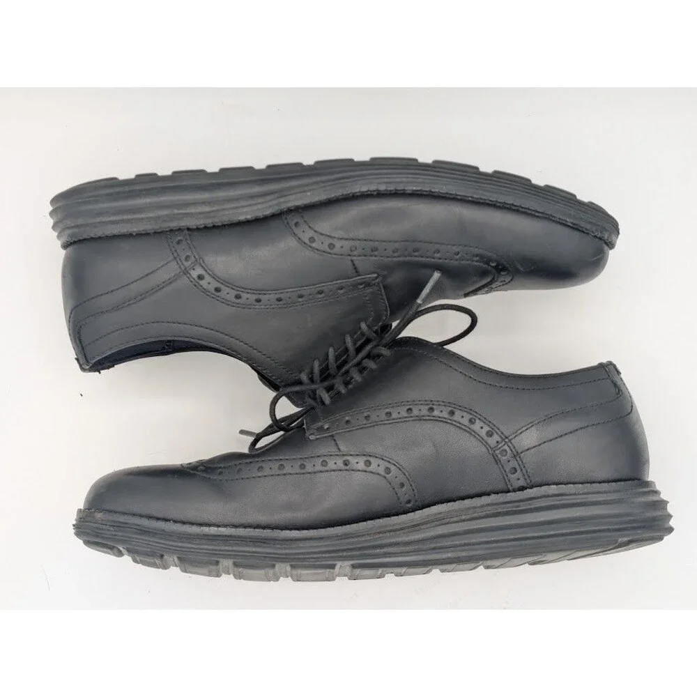 Cole Haan Original Grand Remastered Wingtip Oxford Men 9.5W Black Leather Shoes